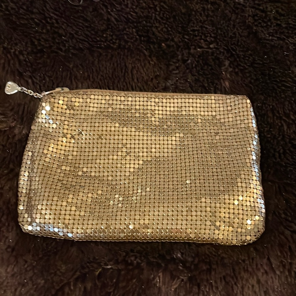 Whiting & Davis Gold Mesh Vintage Cosmetic Bag